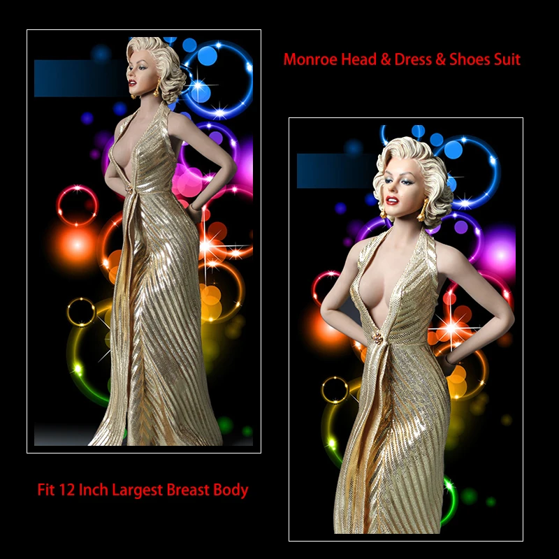 1/6 сексуальная Мэрилин Монро голова и платье фигура костюм и обувь f 1" большой груди тела TBL бесшовные стальной Скелет Фигурка DIY