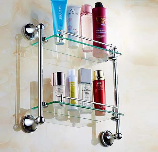 Двухуровневая антикварная стеклянная полка для ванной комнаты|glass bathroom shelves|bathroom