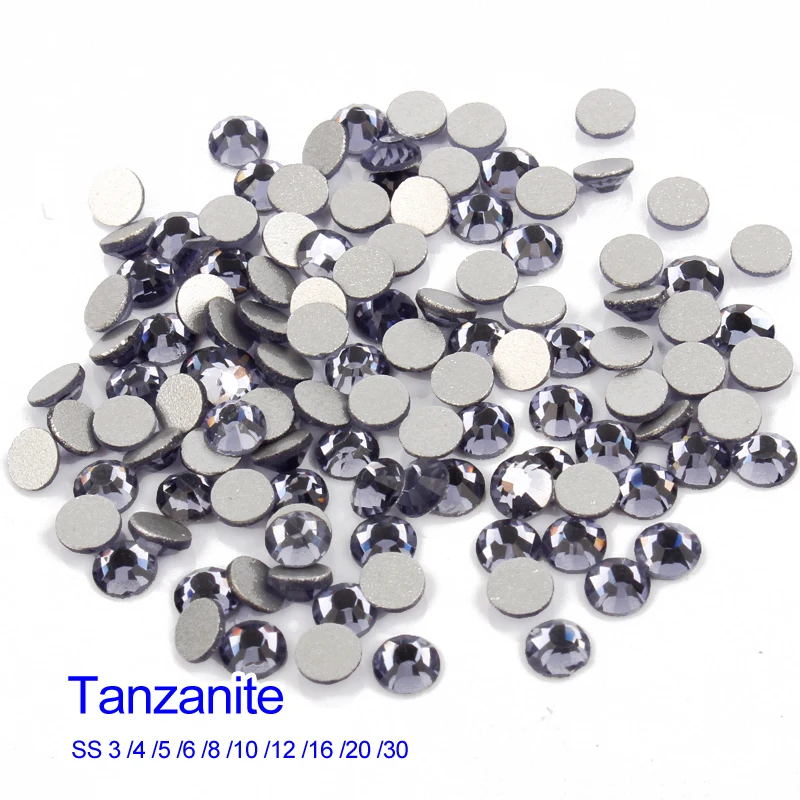 Стразы для дизайна ногтей из танзанита стеклянные камни Стандартный клей