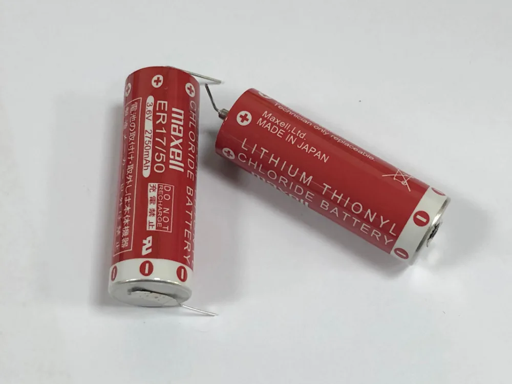 

2pcs/lot New Original Maxell ER17/50 3.6V 2750MAH PLC Industrial Control Horned Battery Lithium Thionyl Chloride Batteries