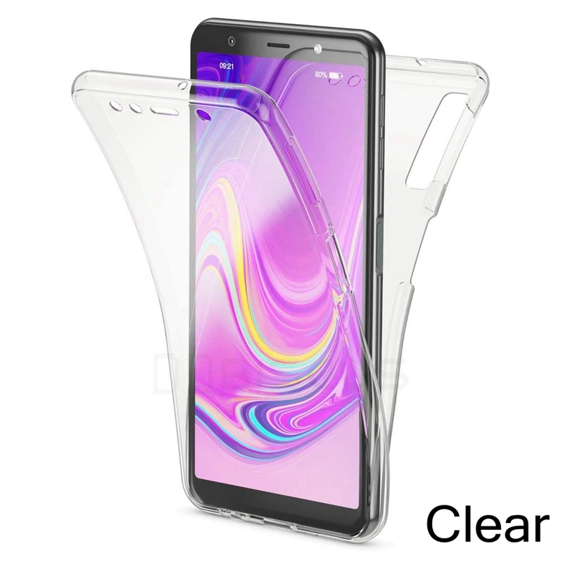 Двойная Передняя Задняя Защитная крышка силиконовый чехол для samsung Galaxy M10 A10 A30 A40 A50 A20 A70 A20E M20 M30 A30s A50s чехол для всего тела - Цвет: Clear