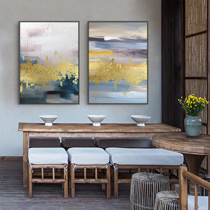 Nordic Golden Abstract Wall Art Canvas Poster and Print Painting Landscape Decorative Modren for Living Room | Дом и сад