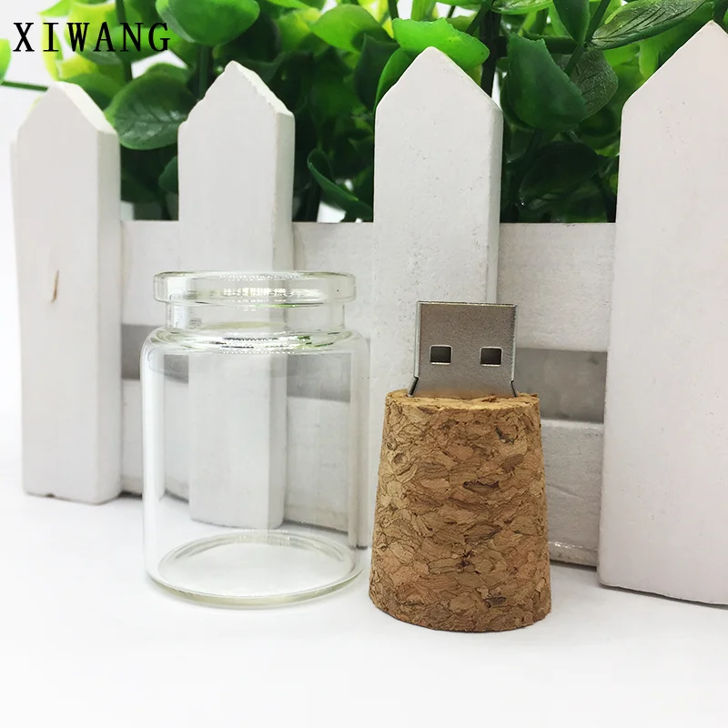 Usb флэш-накопитель 128 ГБ usb 2,0 деревянный 64 ГБ флеш-накопитель 4 ГБ 8 ГБ 16 ГБ Флешка 32 Гб стеклянная бутылка usb карта памяти Желая бутылка подарок