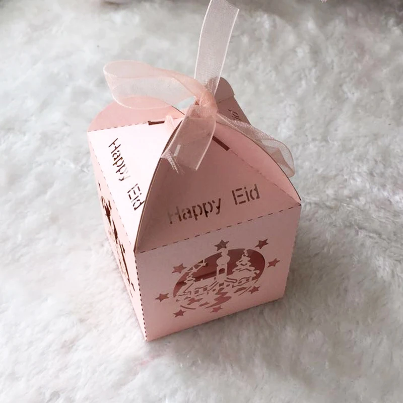 

100Pcs Happy Eid Mubarak Decoration Candy Box Wedding Birthday Party Supplies Decorations Favors paper box Bag Gift box