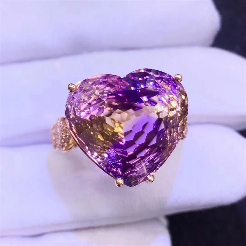 SHIQING 2019 Nature Ametrine gemstone ring romantic women gift engagement | Украшения и аксессуары