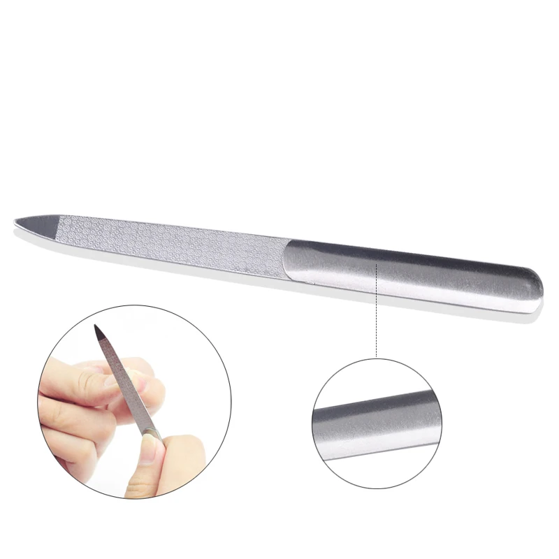 1 шт. профессиональная пилка для ногтей из нержавеющей стали двухсторонняя