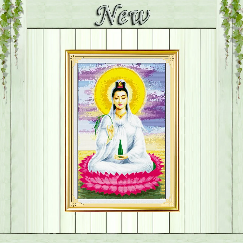 

Kwan yin lotus платформа Декор Картина считает Печать на холсте DMC 14CT 11CT Китайская вышивка крестиком комплект для вышивки наборы