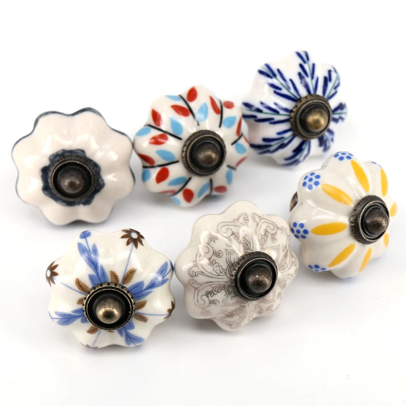 1x Европейская искусственная мебель ручки для ручной росписи шкафа в виде тыквы