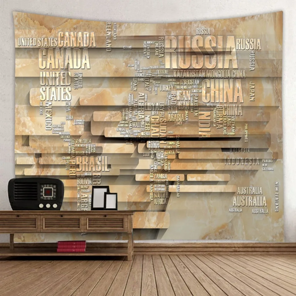 Праздничный красный карта мира Настенное подвесное одеяло гобелен настенные