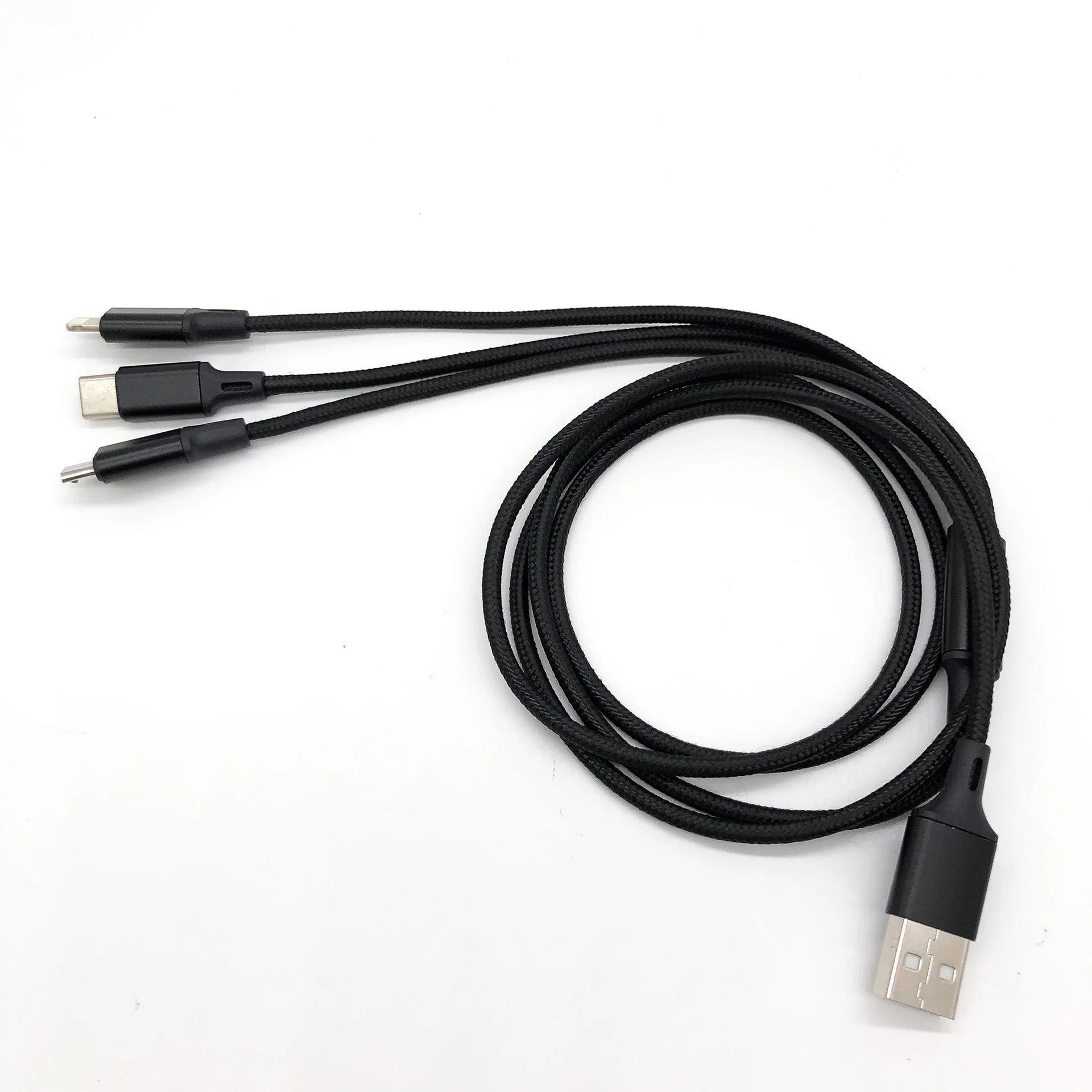 Один тащите три кабеля для передачи данных USB Apple Android Typec Многофункциональный