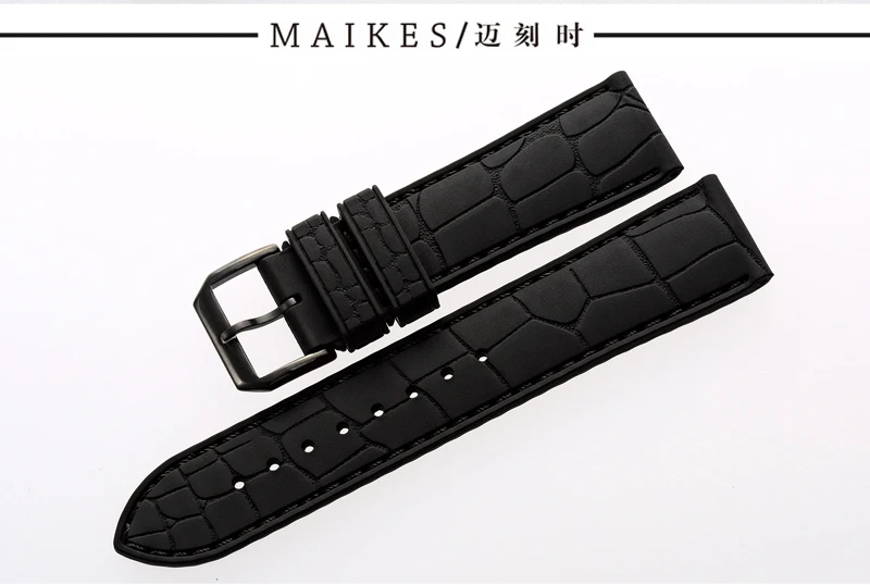 MAIKES аксессуары для часов Ремешок для часов с серебряной пряжкой спортивный силиконовый ремешок часов ремешок 20 мм 22 мм для мужской женский браслет