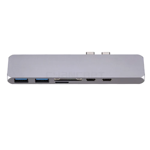 Серый Адаптер type C 2 USB C 3,1-HDMI USB 3,0 кардридер type C концентратор док-станция конвертер Поддержка 4K для ноутбука Macbook - Цвет: Серый
