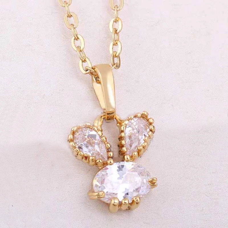 Милые животные ювелирные изделия из желтого золота Цвет Ясно Циркон CZ цепочка с