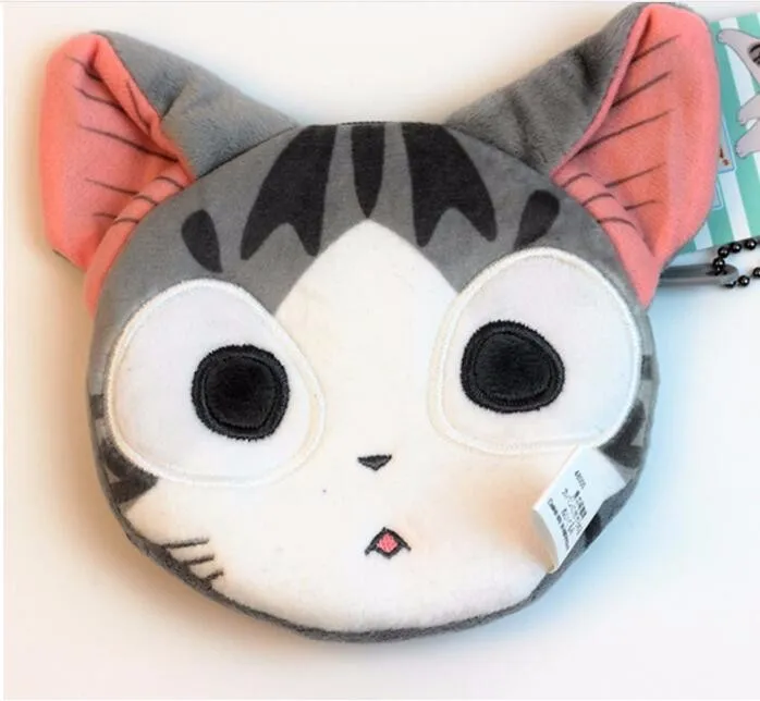 Новинка, 20 штук, женские кошельки для монет с сыром и кошкой, кошелек на молнии, кошелек, плюшевая Сумочка, Monederos Infantiles