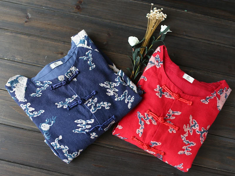 Женский Длинный Тренч в китайском стиле Свободное пальто с круглым вырезом и