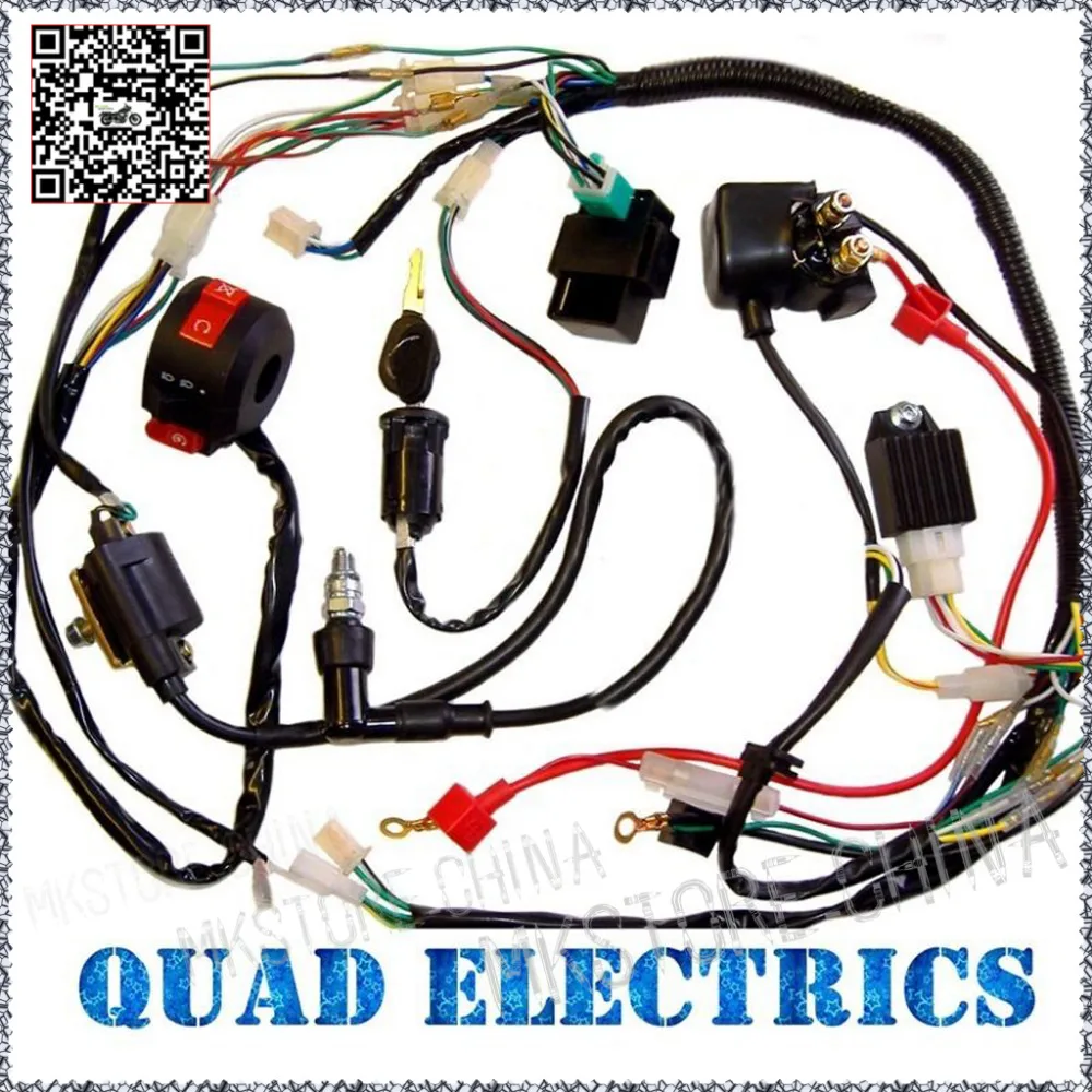 Жгут проводов CDI COIL KILL KEY SWITCH 50cc 110cc 125cc ATV QUAD BIKE Багги Бесплатная доставка|125cc atv