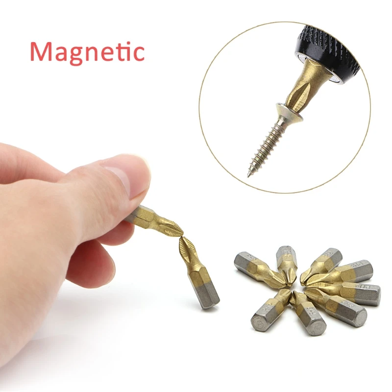 10 Pcs 1/4&quot Titanium Coated Anti Slip Hex Shank PH2 Screwdriver Bit 25mm | Инструменты