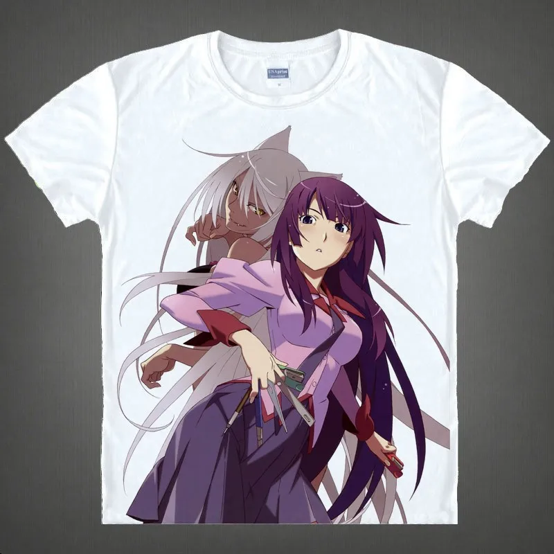 Японская Monogatari футболка Аниме Hitagi Senjogahara Mayoi хлопковая рубашка рождественские косплейные костюмы аниме одежда