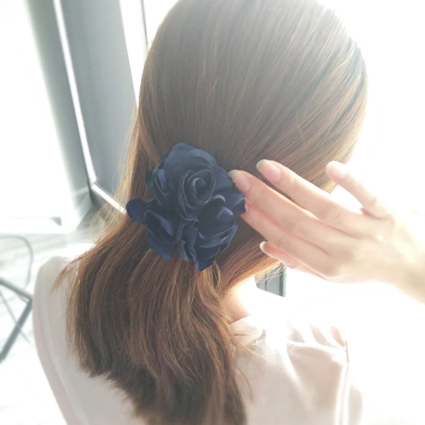 1PC Girls Hair Accessories Rose Flower Circle Ponytail Elastic Rubber Bands Rope Women Headwear |