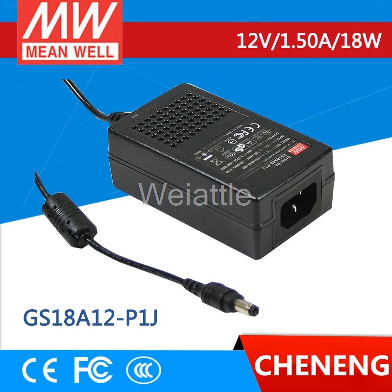 

MEAN WELL original GS18A12-P1J 12V 1.5A meanwell GS18A 12V 18W AC-DC Industrial Adaptor
