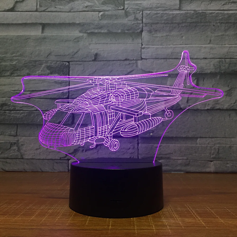 Вертолет ночник Творческий семь цветов Led 3d светильники рождественские