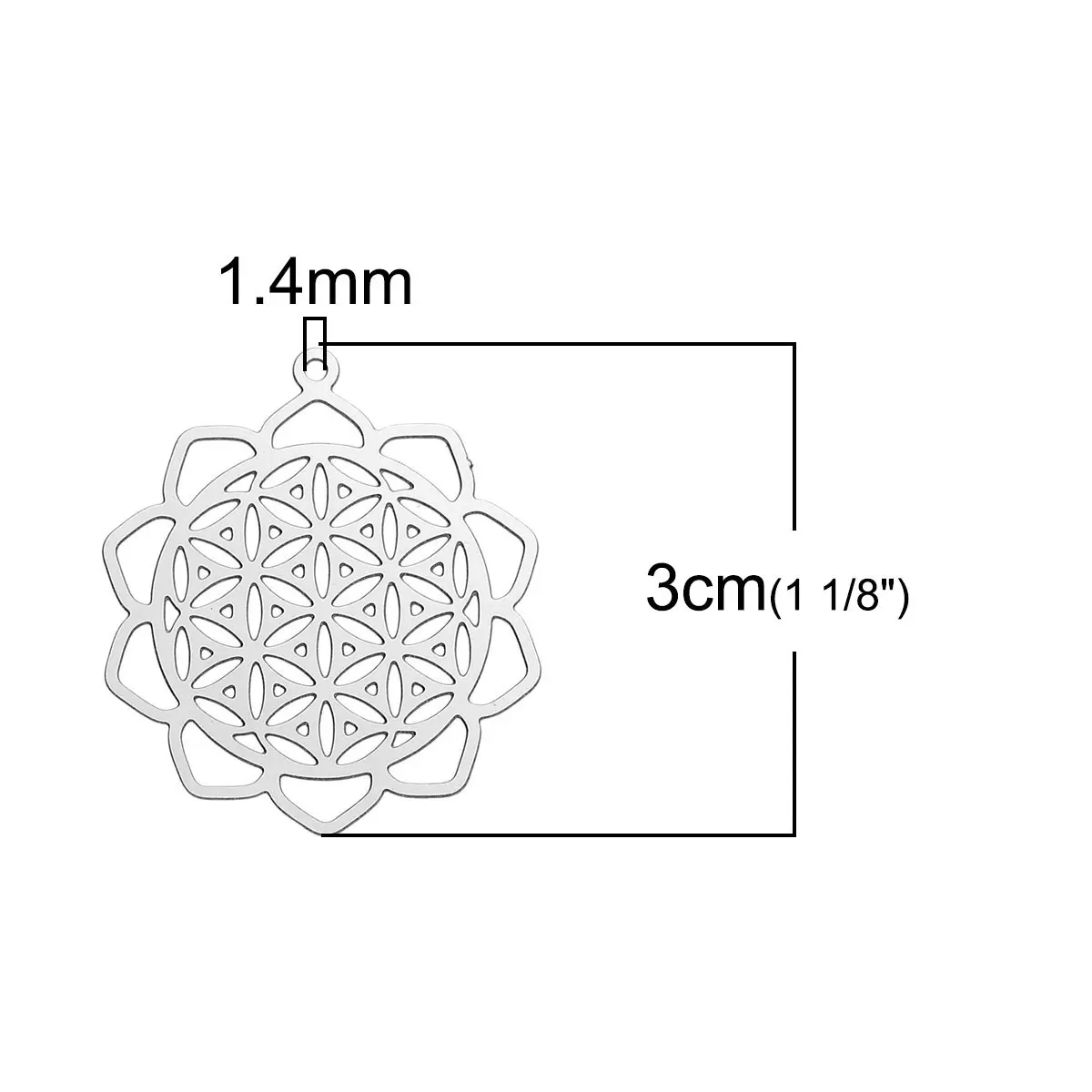5-100 шт из нержавеющей стали полые цветы жизни амулеты для браслетов ожерелья 3 5 см