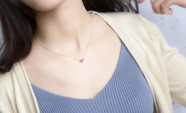 RYOUCUTE Настоящее чистое серебро 925 пробы ювелирные изделия Boho длинная цепь циркония Ожерелья с фигуркой сердца для женщин Подарки воротник Коле