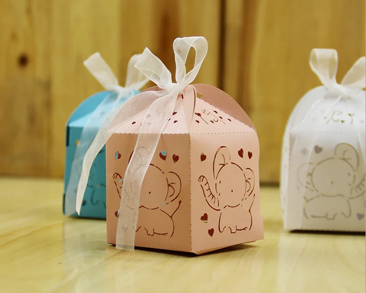 100 X горячая распродажа лазерная вырезанная белая/Розовая слон свадебные