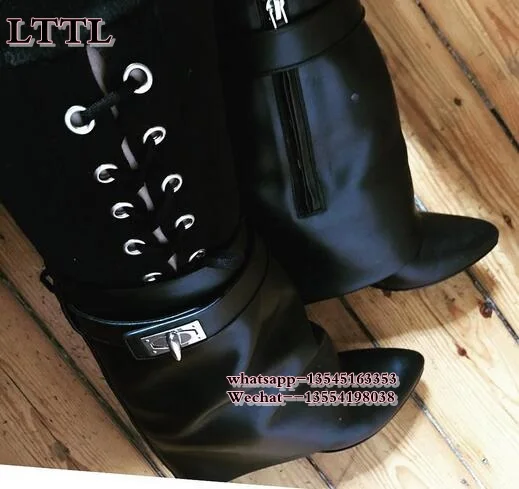 Лидер продаж женские кожаные ботильоны на танкетке увеличивающие рост