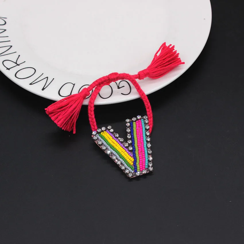 Слюнявчик ручной работы с бусинами Плетеный красочный богемный женский