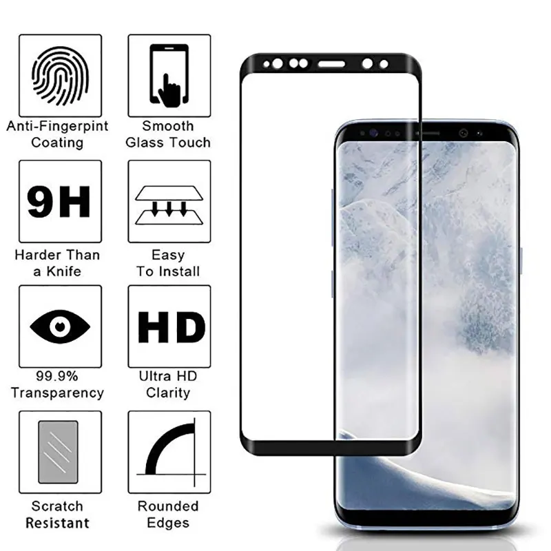 2 Pack Full Cover Tempered Glass For Samsung Galaxy S9 Plus Screen Protector for S8 Protective Film | Мобильные телефоны и