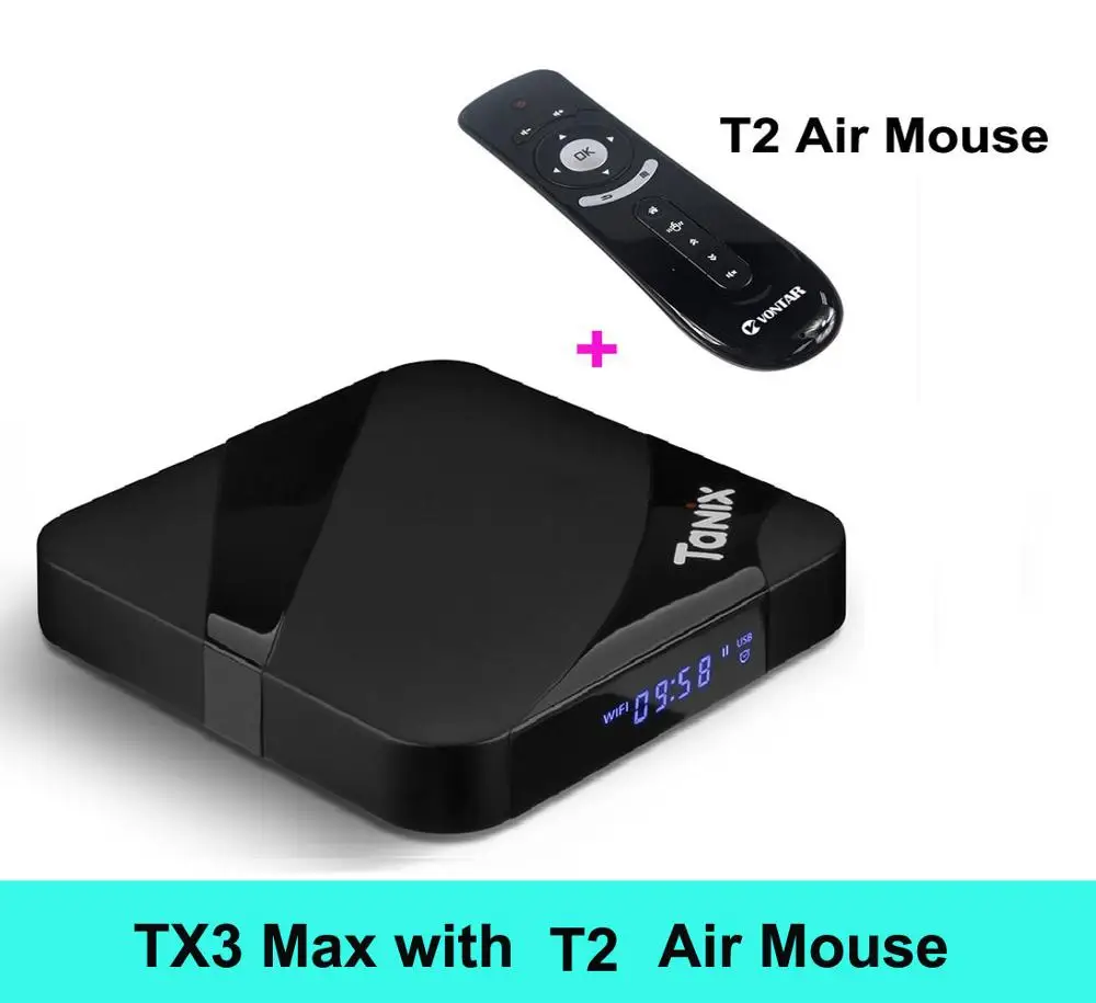 2G16G T2 Air Mouse VONTAR Tanix TX3 MAX Smart tv BOX Android 7,1 2 Гб 16 Гб BT4.1 четырехъядерный процессор Amlogic S905W H.265 4K 2,4 ГГц WiFi ТВ плеер - Цвет: 2G16G T2 Air Mouse
