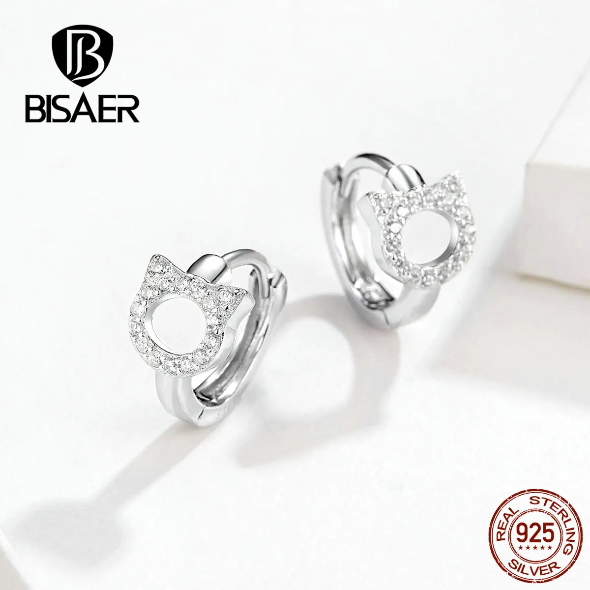 Серьги-гвоздики женские из серебра 925 пробы в виде кошки | Украшения и аксессуары