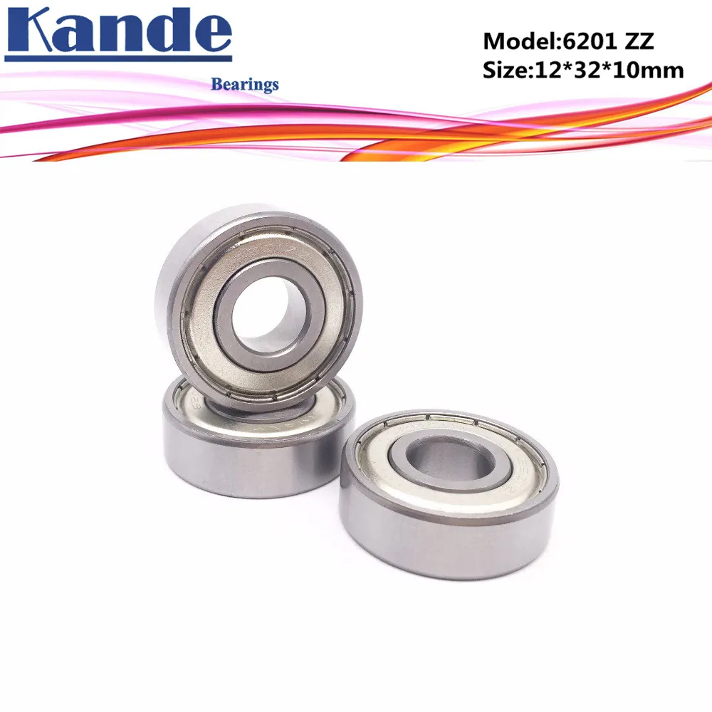 Kande 6201ZZ 10 шт. Однорядный шариковый подшипник с глубоким желобом 6201 2Z 12x32x10 мм