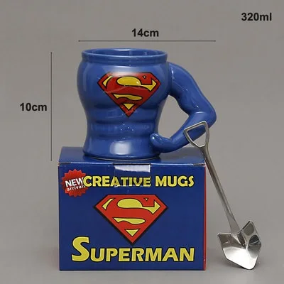 Superman(Spoon) Супер Лига героев керамическая кружка серийный R2D2 BB Дарт Бэтмен Супермен Спайдермен кофе термоустойчивая чашка производство фарфор - Цвет: Superman(Spoon)
