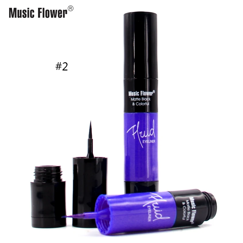 Бренд Music FLower 2 в 1 матовая Водостойкая Подводка для глаз профессиональный макияж двойной подводка для глаз синий черный быстросохнущая стойкая ручка для век - Цвет: 02