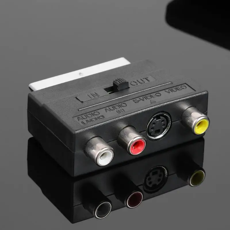 Аудио и конвертер видеоадаптера передача сигнала для SCART евро штекер к S-Video+ 3 RCA видео левый и правый канальный адаптер