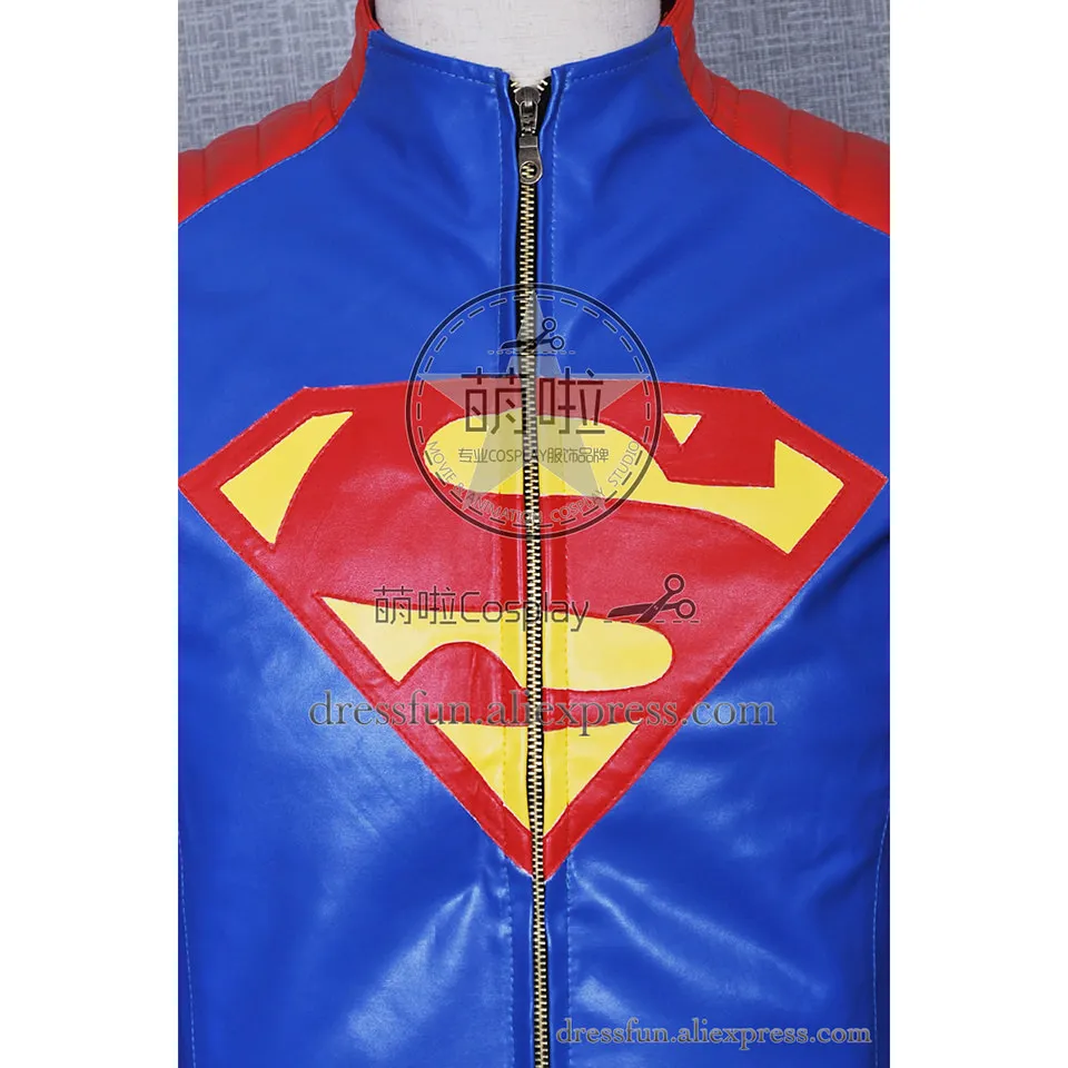 Костюм для косплея Супермена Кларка Кента куртка из искусственной кожи синего