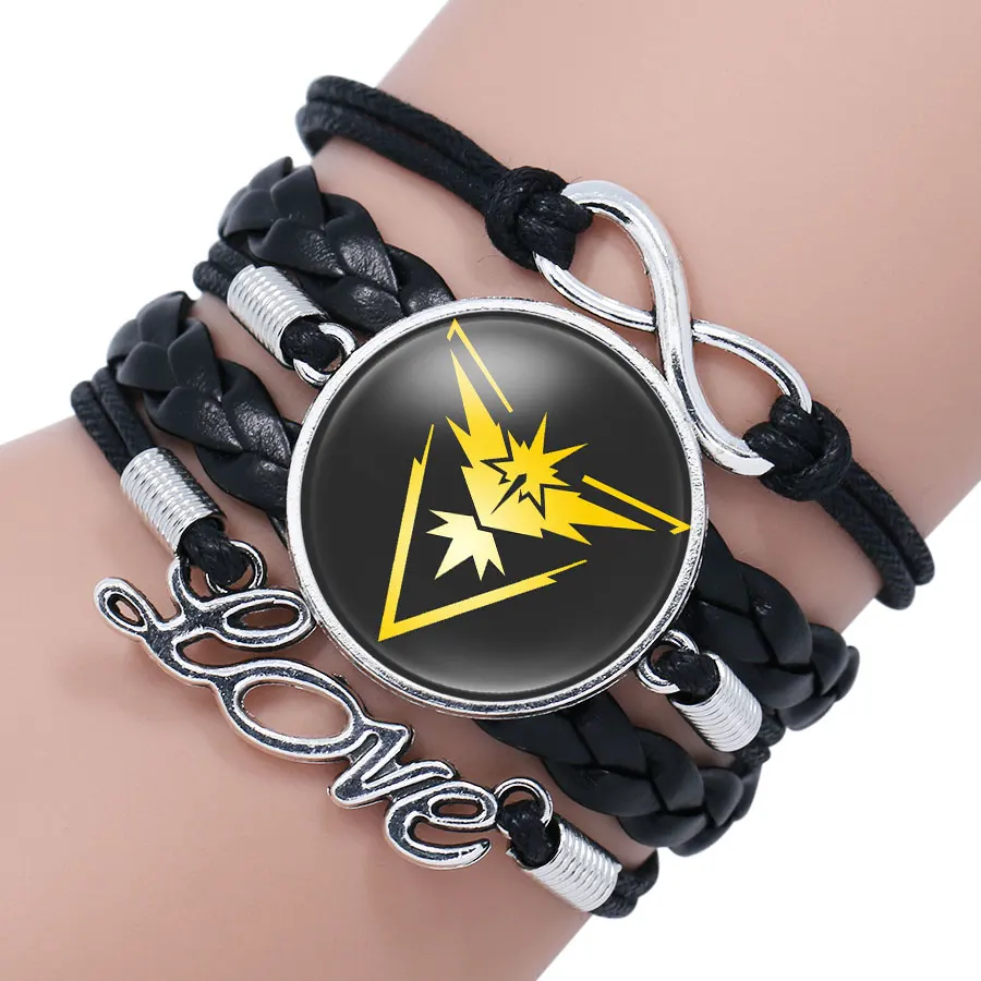 Кожаный браслет с подвеской Pocket Monster Team Mystic Valor Instinct Sign Infinity браслеты ручной