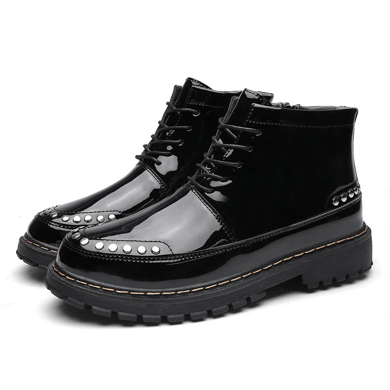 Мужские сапоги Martens черного цвета красного вина Для мужчин модные ботинки