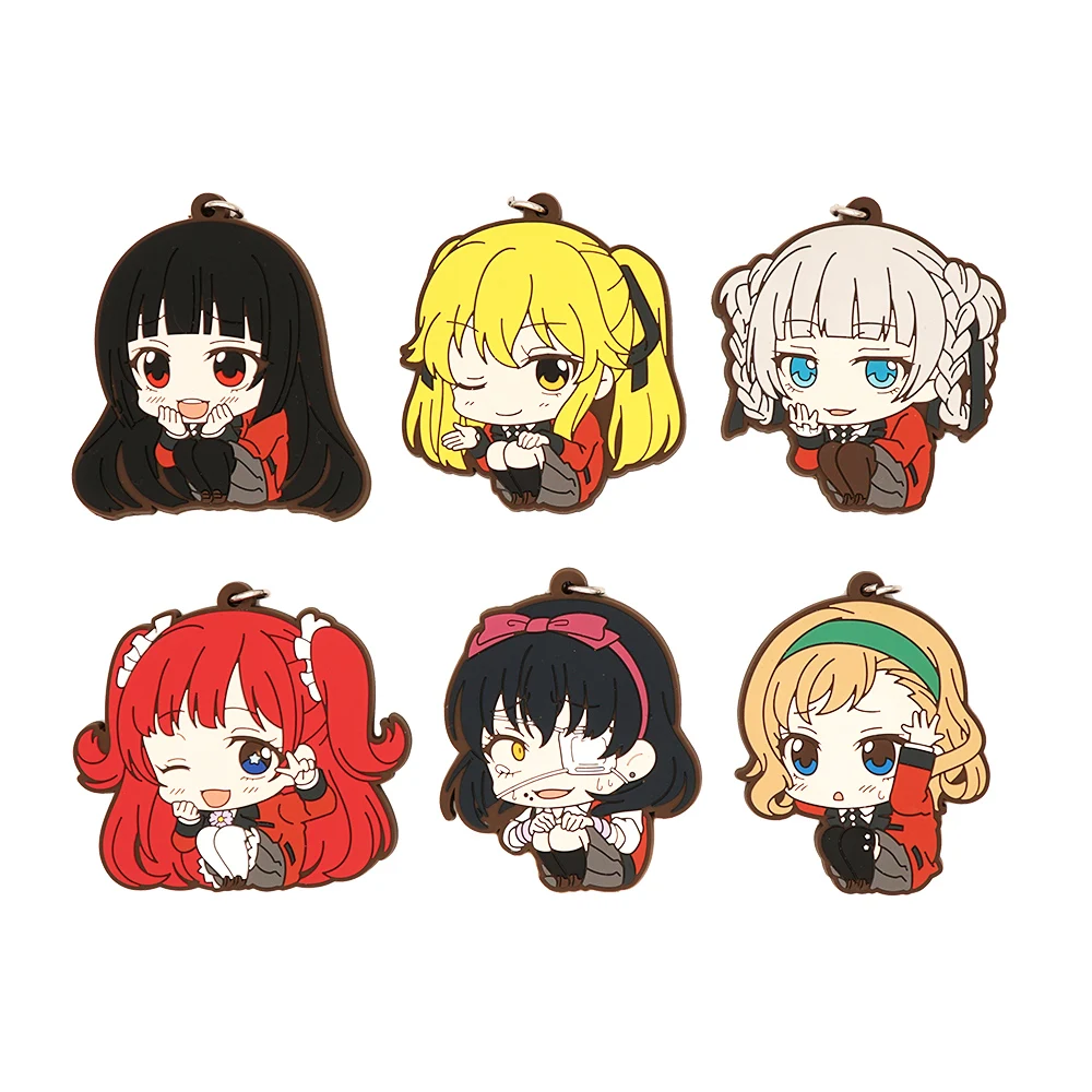 Аниме брелок Kakegurui на ремешке резиновый ремешок для ключей с изображением