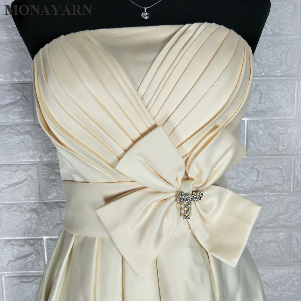 Женское короткое платье с V-образным вырезом цвета шампанского | Свадьбы и