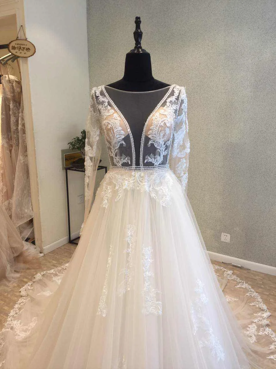 Vestido de noiva новое длинное свадебное платье 2018 с длинным рукавом шлейфом