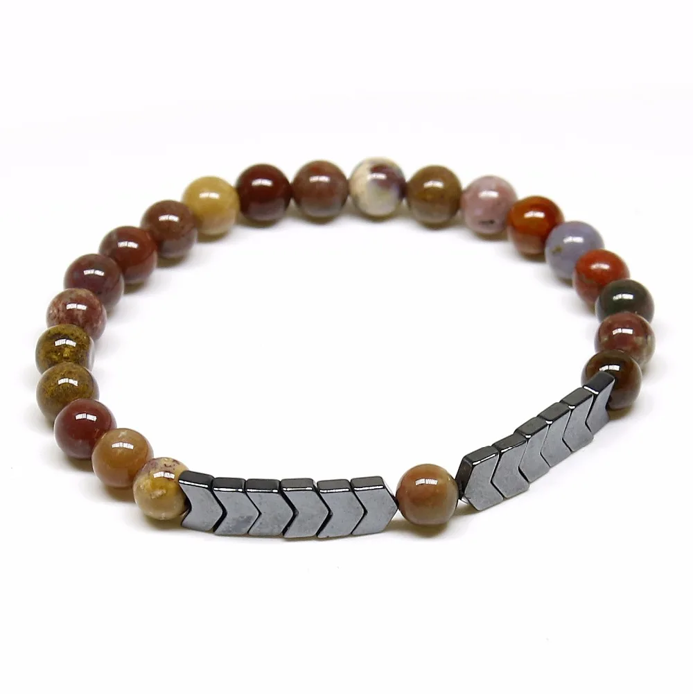 Мужской браслет с подвеской Зебра натуральный камень лечебные гематитовые