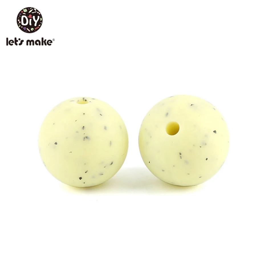 spots yellow Let's Make 100 шт Силиконовые Прорезыватели для зубов 15 мм круглые Прорезыватели для зубов жевательные ожерелья Прорезыватели для зубов игрушки DIY детские товары Прорезыватель для зубов - Цвет: spots yellow