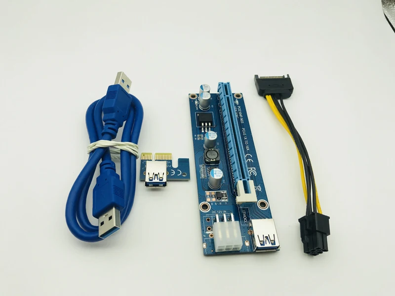 

Кабель передачи данных 008C USB 3,0 для ПК, PCIe PCI-E PCI Express Райзер-карта 1x до 16xSATA к 6Pin IDE, источник питания Molex для майнера BTC