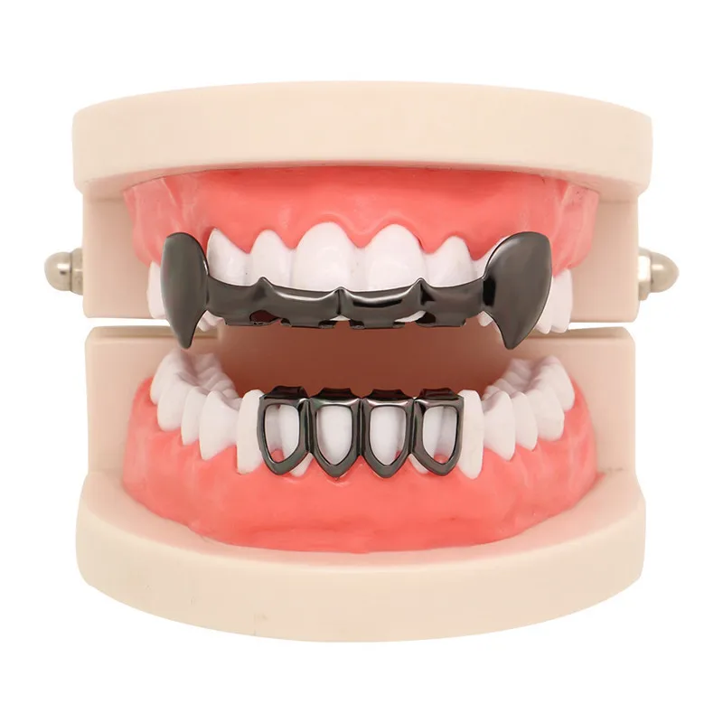 Mainlead хип-хоп Grillz верхние и нижние золотые зубы стоматологические открытые вампирские грили шапки вечерние ювелирные изделия на Хэллоуин