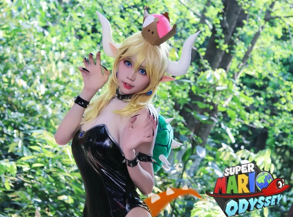 Супер Марио Bowsette Косплей Костюм Bowser Cos Марио Принцесса табурет персик косплей латексный Catsui черная черепаха Shel
