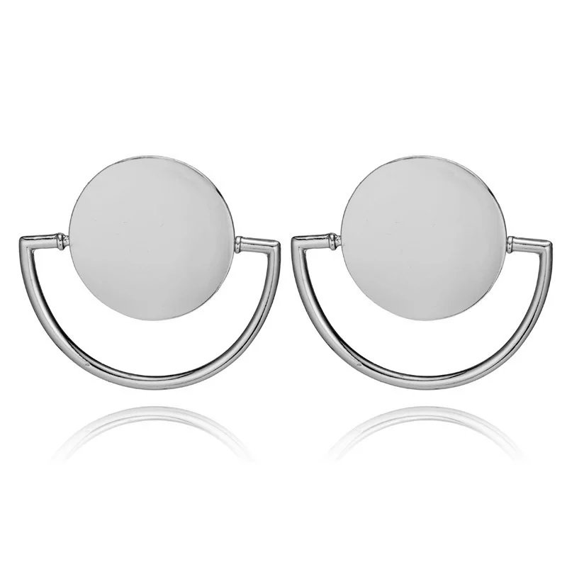 C1390-silver Модные круглые геометрические серьги-гвоздики в стиле панк для женщин, большие металлические золотые серьги, женские массивные ювелирные изделия, подарки - Окраска металла: C1390-silver