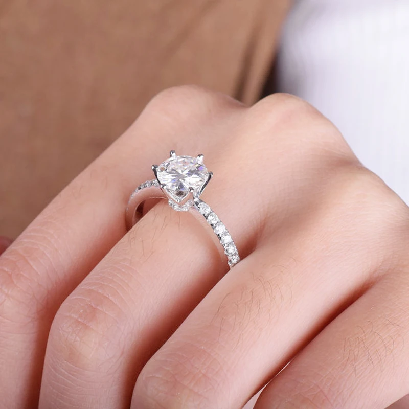 18 K Au750 Белое золото D Цвет VVS 6,5 мм 1.0ct Настоящее Moissanite алмазное обручальное кольцо подарок для женщин Искрящийся